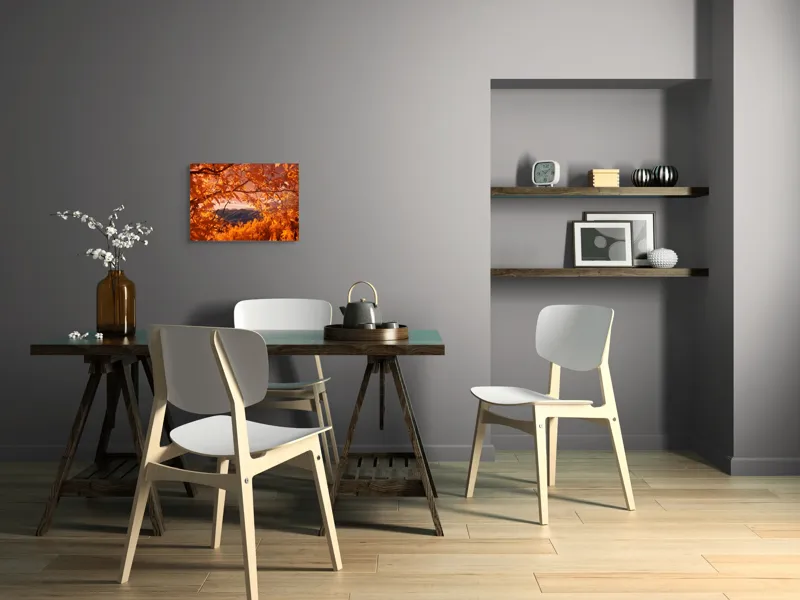Tablou Canvas, "Peisaj de toamnă transilvăneană
", Frunziș, Munte, Cer, Peisaj, Toamnă, Lumină, Ferigă, Natură, Vibrant, Pădure, 54 x 39 cm – poza 6