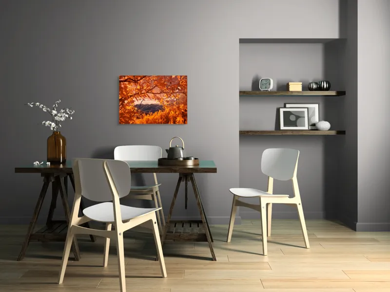 Tablou Canvas, "Peisaj de toamnă transilvăneană
", Frunziș, Munte, Cer, Peisaj, Toamnă, Lumină, Ferigă, Natură, Vibrant, Pădure, 70 x 50 cm – poza 5