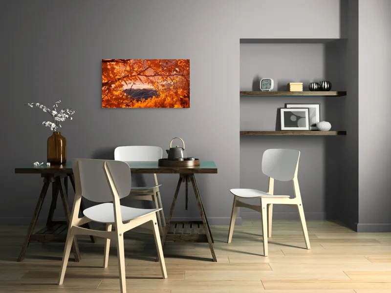 Tablou Canvas, "Peisaj de toamnă transilvăneană
", Frunziș, Munte, Cer, Peisaj, Toamnă, Lumină, Ferigă, Natură, Vibrant, Pădure, 90 x 50 cm – poza 3