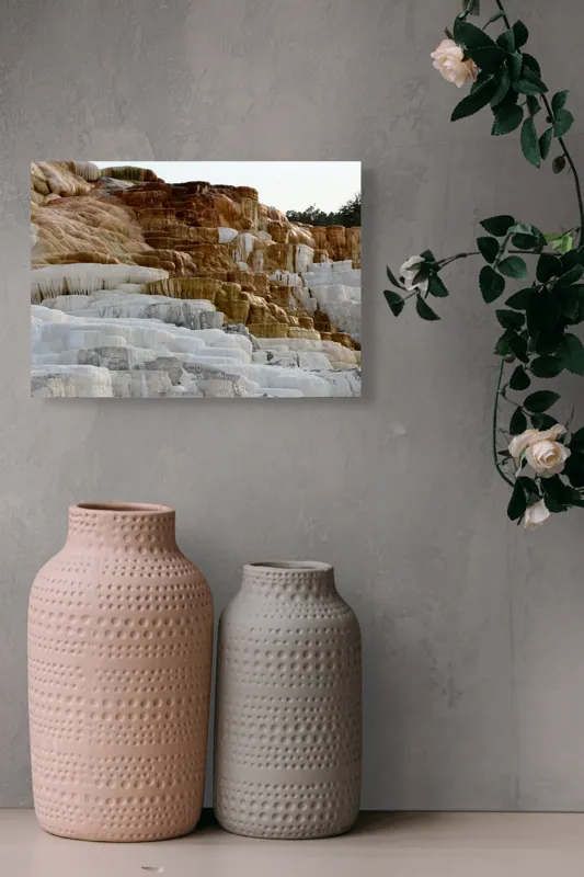 Tablou Canvas, "Terasele de calcar ale naturii", Terase, Minerale, Contraste, Eroziune, Straturi, Natură, Spectacol, Texturi, 54 x 39 cm – poza 8