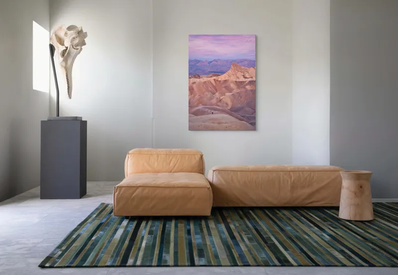 Tablou Canvas, "Singurătatea în deșertul rozalie", Roz, Munți, Siluetă, Pământ, Cer, Soare, Relief, Peisaj, Stânci, Vedere., 70 x 100 cm – poza 7