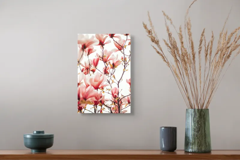 Tablou Canvas, "Floare de magnolie în primăvară", Flori, Magnolii, Roz, Ramuri, Primăvară, Delicat, Natură, Frumusețe, Cer, Petale, 26 x 39 cm – poza 5
