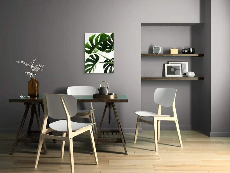 Tablou Canvas, "Frunzele verzi ale monstei uriașe", Verde, Frunze, Monstera, Lumină, Forme, Naturale, Textură, Frumusețe, 50 x 70 cm – poza 5