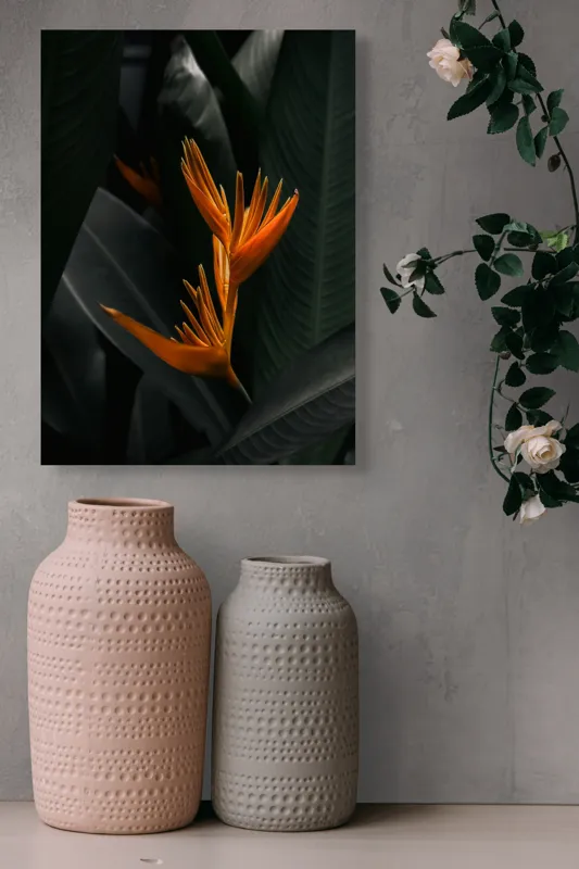 Tablou Canvas, "Floare tropicală în umbra frunzelor", Floral, Exotic, Vibrant, Lush, Tropical, Striking, Elegant, 39 x 54 cm – poza 6