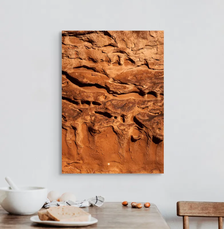 Tablou Canvas, "Texturile pietrelor sub lumina soarelui", Rugozitate, Textură, Maro, Natură, Eroziune, Relief, Abstract, Pământ, 50 x 70 cm – poza 3