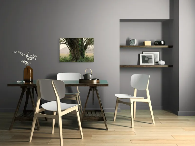 Tablou Canvas, "Misterul copacului în amurgul verii", Copac, Scoarță, Crengi, Frunze, Peisaj, Vegetație, Dealuri, Câmpie, Natură, Rustic., 70 x 50 cm – poza 5