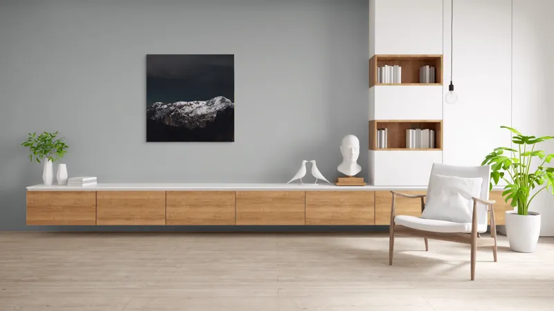 Tablou Canvas, "Vârfuri montane sub cer înnorat", Impozant, Majestic, Întunecat, Montan, Alpin, Rece, Dramatic, Înalt, 100 x 100 cm – poza 8