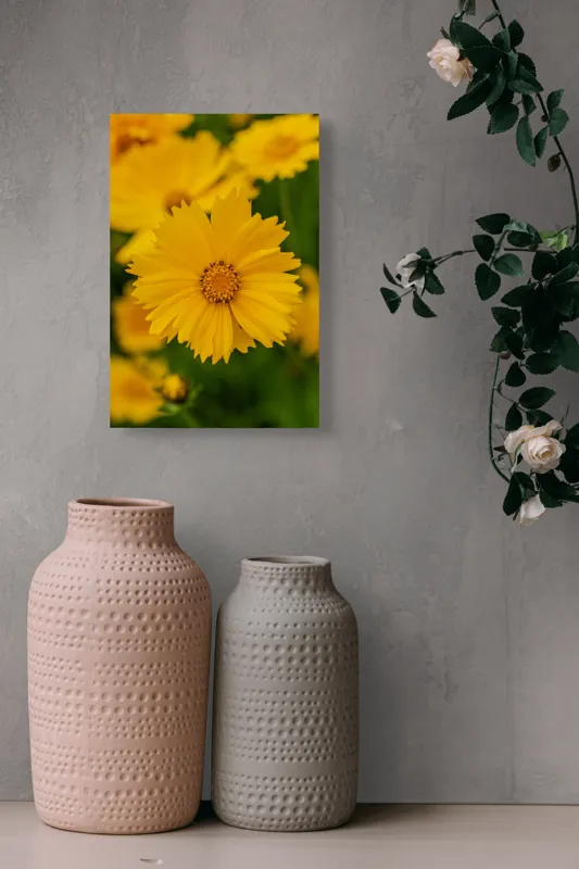 Tablou Canvas, "Strălucirea soarelui în grădină", Floare, Galbenă, Petale, Natură, Frumusețe, Prospețime, Primăvară, Viu, Delicat, Simetrie, 26 x 39 cm – poza 6
