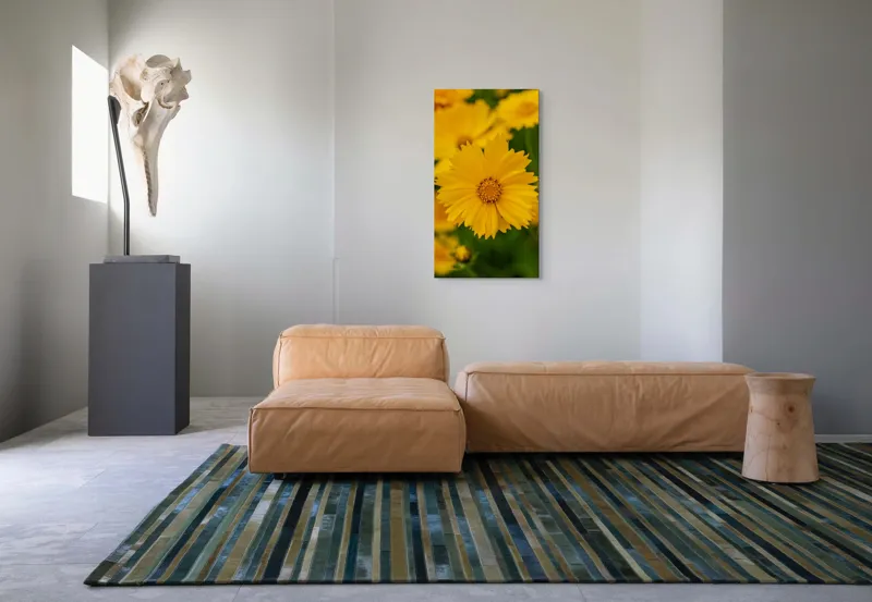 Tablou Canvas, "Strălucirea soarelui în grădină", Floare, Galbenă, Petale, Natură, Frumusețe, Prospețime, Primăvară, Viu, Delicat, Simetrie, 50 x 90 cm – poza 5