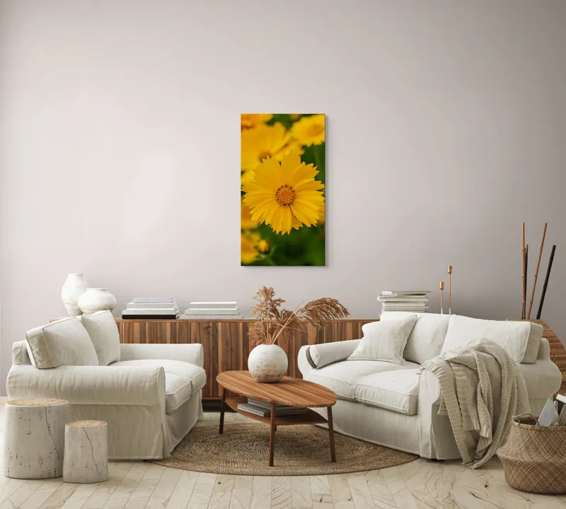 Tablou Canvas, "Strălucirea soarelui în grădină", Floare, Galbenă, Petale, Natură, Frumusețe, Prospețime, Primăvară, Viu, Delicat, Simetrie, 50 x 90 cm – poza 7