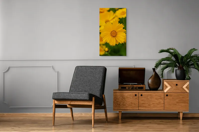 Tablou Canvas, "Strălucirea soarelui în grădină", Floare, Galbenă, Petale, Natură, Frumusețe, Prospețime, Primăvară, Viu, Delicat, Simetrie, 50 x 90 cm – poza 8