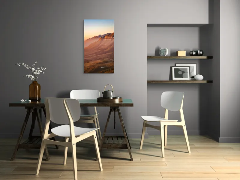 Tablou Canvas, "Lumina apusului peste munți răzleți", Apus, Munte, Culori, Natură, Peisaj, Coline, Cer, Lumină, Pădure, Calm, Vedere, Orizont, Frumusețe, Înălțimi, Seninătate, 50 x 90 cm – poza 4