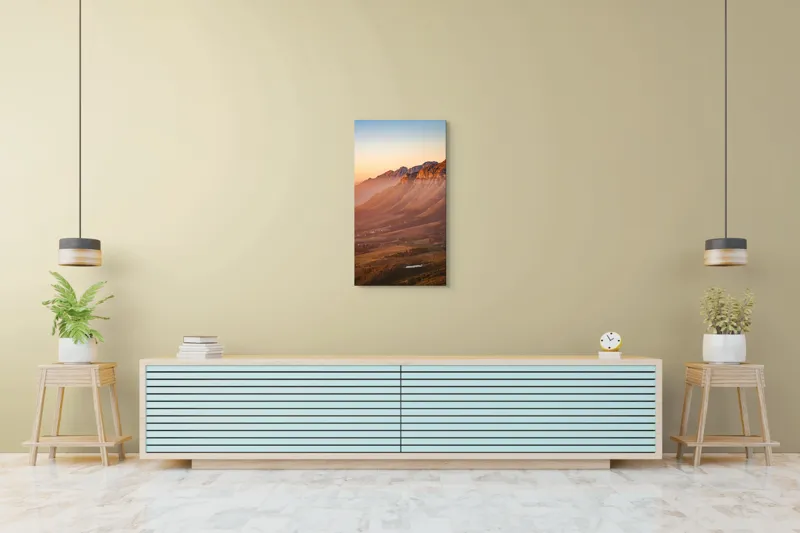 Tablou Canvas, "Lumina apusului peste munți răzleți", Apus, Munte, Culori, Natură, Peisaj, Coline, Cer, Lumină, Pădure, Calm, Vedere, Orizont, Frumusețe, Înălțimi, Seninătate, 50 x 90 cm – poza 6