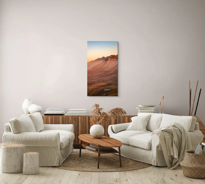 Tablou Canvas, "Lumina apusului peste munți răzleți", Apus, Munte, Culori, Natură, Peisaj, Coline, Cer, Lumină, Pădure, Calm, Vedere, Orizont, Frumusețe, Înălțimi, Seninătate, 50 x 90 cm – poza 7