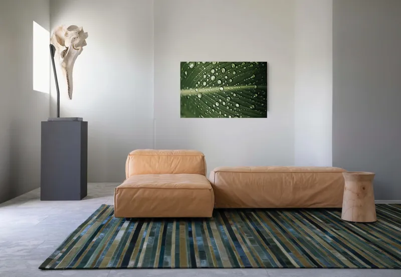 Tablou Canvas, "Picături de ploaie pe frunză verde", Picături, Frunză, Verde, Apă, Natură, Lumină, Textură, Răcoritoare, 90 x 50 cm – poza 8