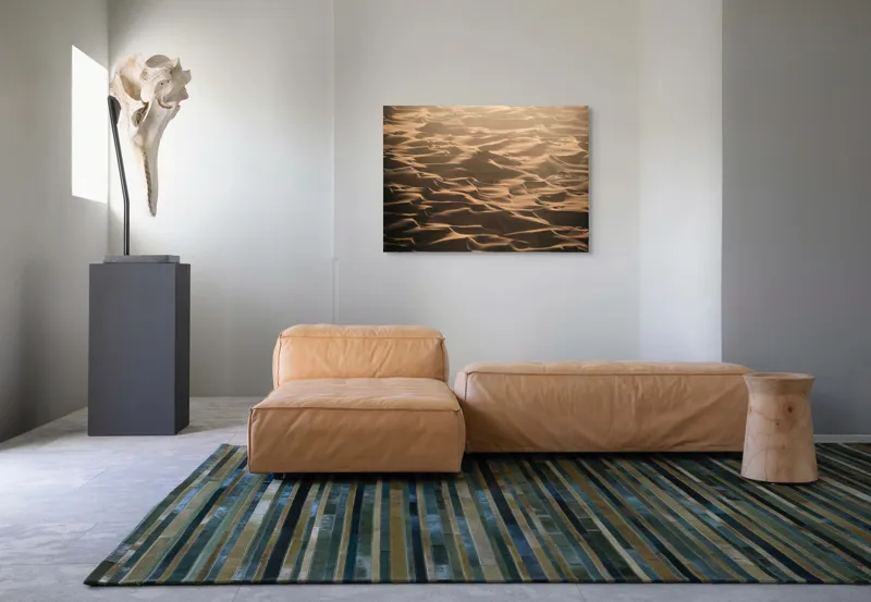 Tablou Canvas, "Dunele aurii ale deșertului enigmatic", Ondulații, Aurii, Nisip, Vânt, Deșert, Umbră, Texturi, Valuri, Lumină, Imensitate, 100 x 70 cm – poza 7
