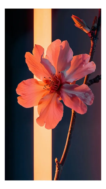 Tablou Canvas, "Floare de primăvară în lumină caldă", Floare, Lumină, Textură, Culori, Eleganță, Delicatețe, Contrast, Natură, 50 x 70 cm