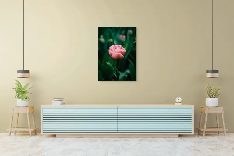 Tablou Canvas, "Grația unui boboc de lalea roz", Frumusețe, Natură, Culori, Delicatețe, Prospețime, Viață, Artă, 70 x 100 cm – poza 5
