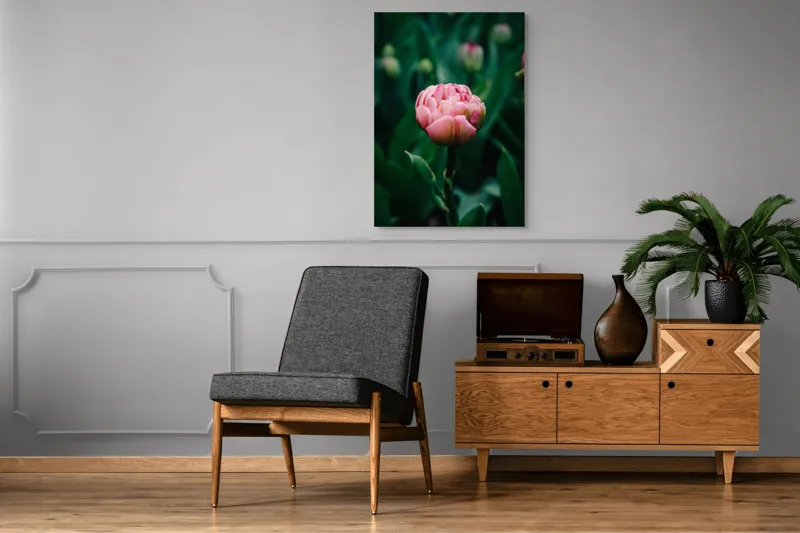 Tablou Canvas, "Grația unui boboc de lalea roz", Frumusețe, Natură, Culori, Delicatețe, Prospețime, Viață, Artă, 70 x 100 cm – poza 6