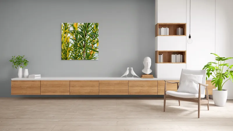 Tablou Canvas, "Verdele prospăt al rozmarinului viu", Verde, Frunze, Ramuri, Proaspăt, Aromatic, Luminos, Natural, Vertical, Delicat, 100 x 100 cm – poza 8