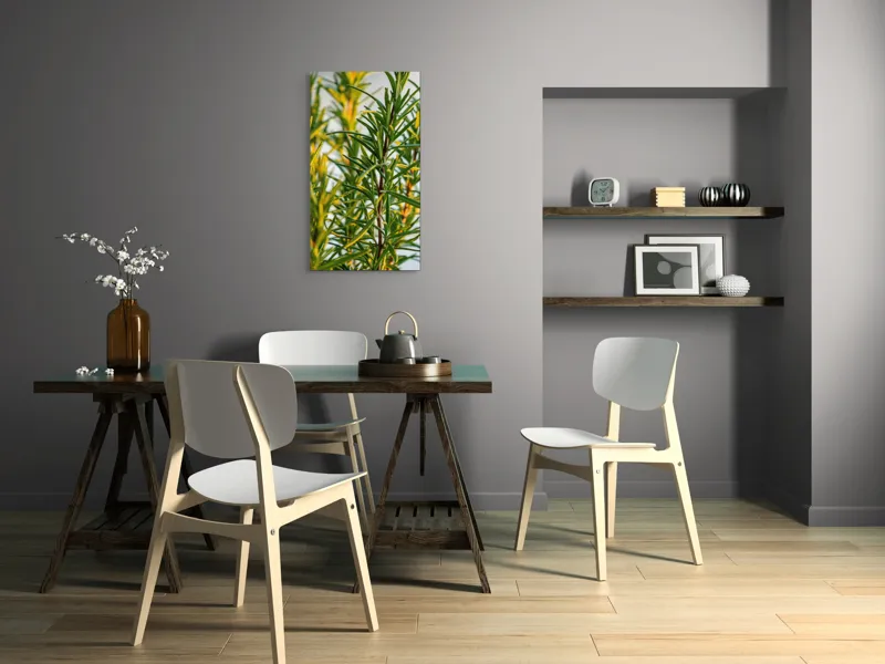 Tablou Canvas, "Verdele prospăt al rozmarinului viu", Verde, Frunze, Ramuri, Proaspăt, Aromatic, Luminos, Natural, Vertical, Delicat, 50 x 90 cm – poza 4