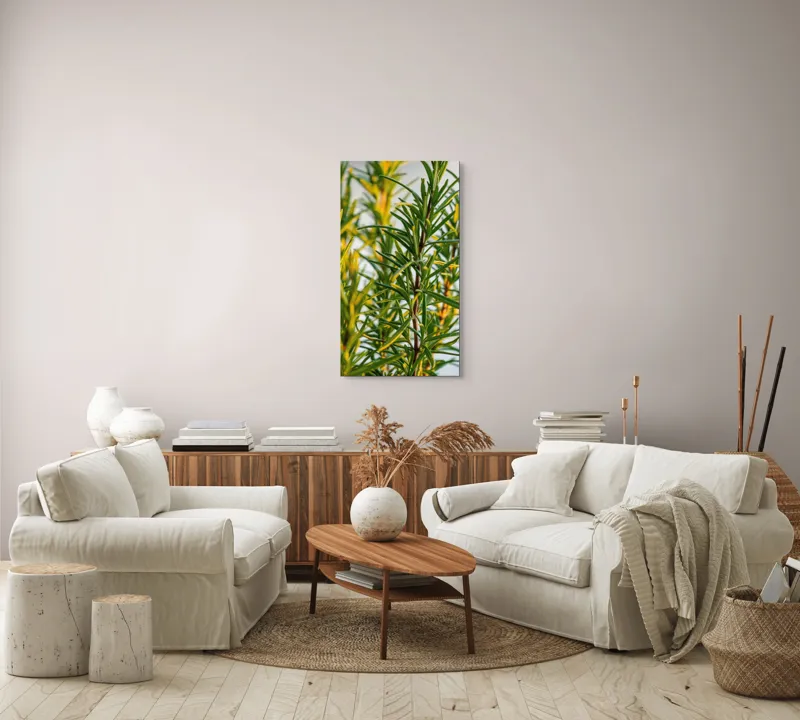 Tablou Canvas, "Verdele prospăt al rozmarinului viu", Verde, Frunze, Ramuri, Proaspăt, Aromatic, Luminos, Natural, Vertical, Delicat, 50 x 90 cm – poza 7