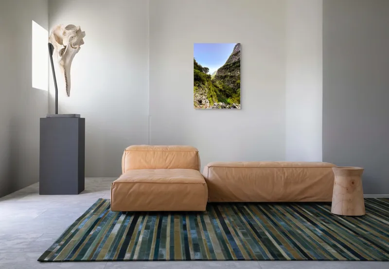 Tablou Canvas, "Drumul dintre stânci înverzite ale muntelui", Natură, Munți, Vegetație, Cer, Stânci, Cărare, Peisaj, Aventură, 50 x 70 cm – poza 7