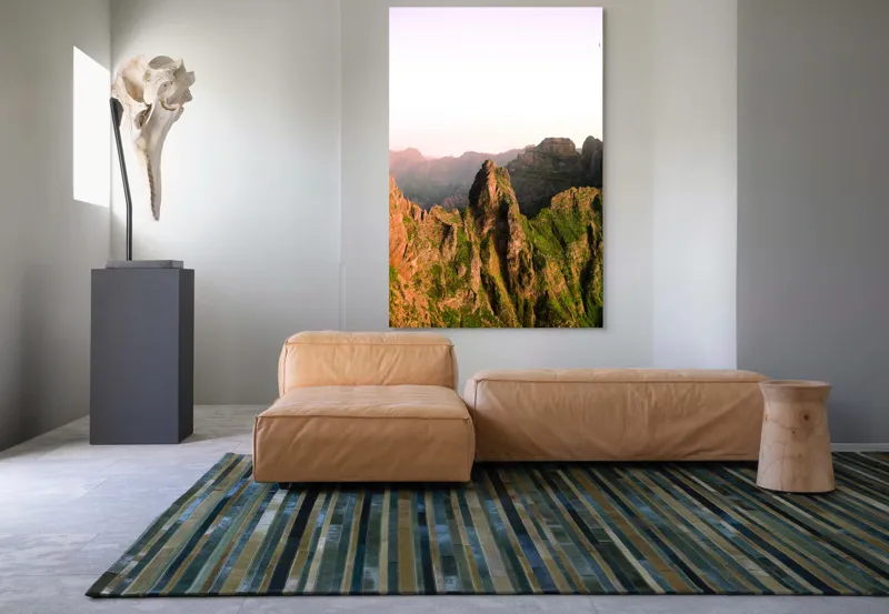 Tablou Canvas, "Vârfuri impresionante sub cerul luminos", Piatre, Munți, Verdeață, Apusuri, Vârfuri, Natură, Peisaj, Stânci, Orizonturi, Frumusețe, 100 x 150 cm – poza 7
