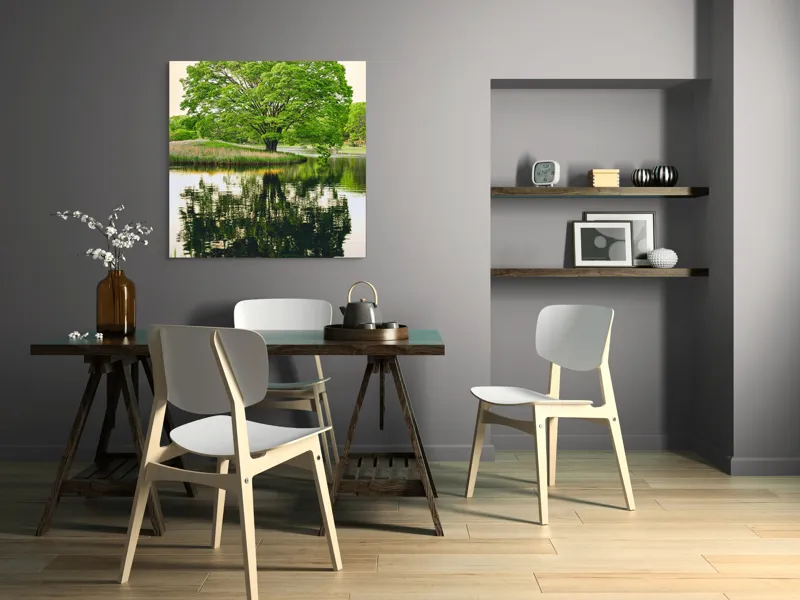 Tablou Canvas, "Copacul singuratic și reflecția sa", Frumusețe, Reflectare, Natură, Verdeață, Liniște, Armonie, Serenitate, Echilibru, Peisaj, Vitalitate, 100 x 100 cm – poza 6