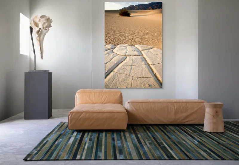 Tablou Canvas, "Căldură arzătoare în deșertul vast", Deșert, Dune, Singurătate, Arbuști, Crăpături, Textură, Liniște, Ariditate, 100 x 150 cm – poza 7