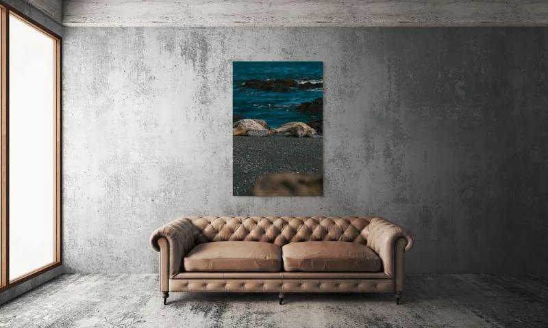 Tablou Canvas, "Țestoase odihnindu-se pe plajă neagră", Broască-Țestoasă, Plajă, Ocean, Stânci, Nisip, Apus, Relaxare, Natură, 100 x 150 cm – poza 6