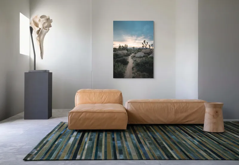 Tablou Canvas, "Poienița în deșert la amurg", Peisaj, Deșert, Drumeag, Răsărit, Nori, Cactuși, Piatre, Vegetație, Orizont., 70 x 100 cm – poza 7