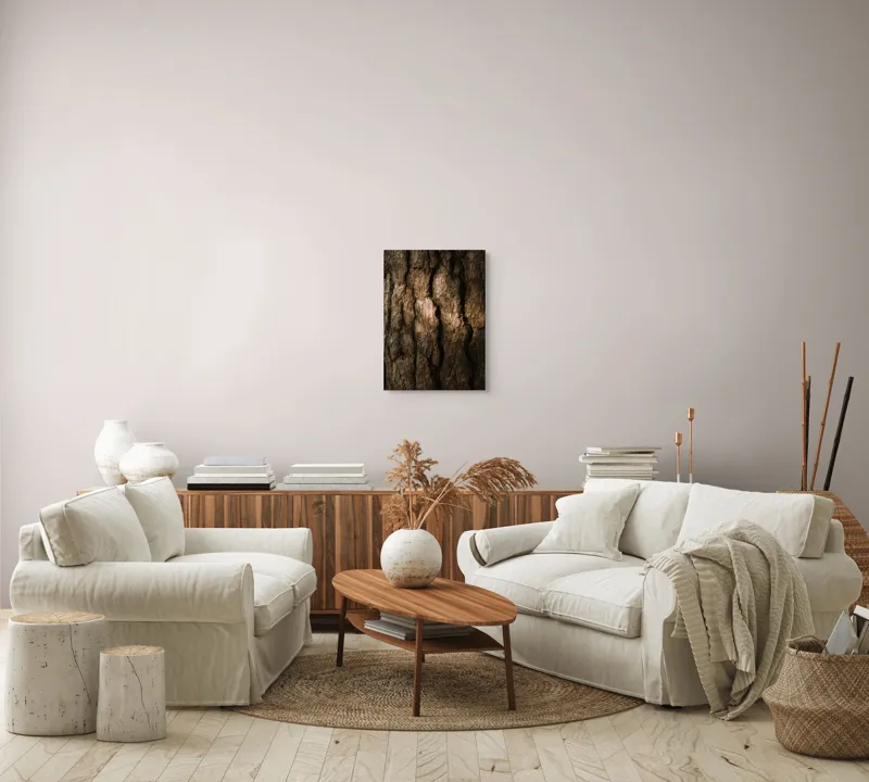 Tablou Canvas, "Umbrele drumului pe scoarța copacului", Textură, Scoarță, Arbori, Rugozitate, Lumină, Umbre, Natură, Rustic, Detaliu, Organic., 39 x 54 cm – poza 5