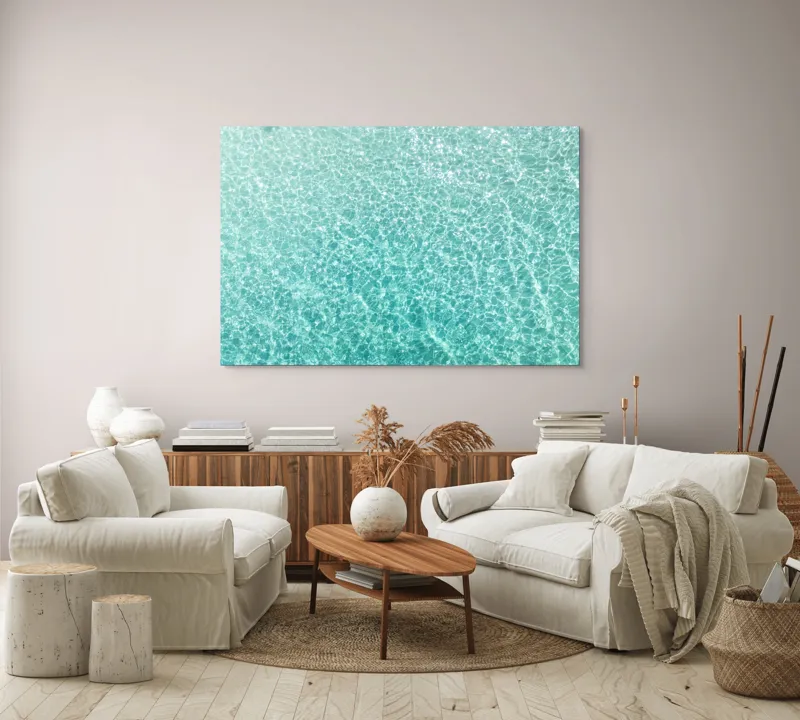 Tablou Canvas, "Strălucirea apelor tropicale cristaline", Cristal, Claritate, Turcoaz, Strălucire, Ocean, Lumină, Valuri, Seninătate, 150 x 100 cm – poza 3