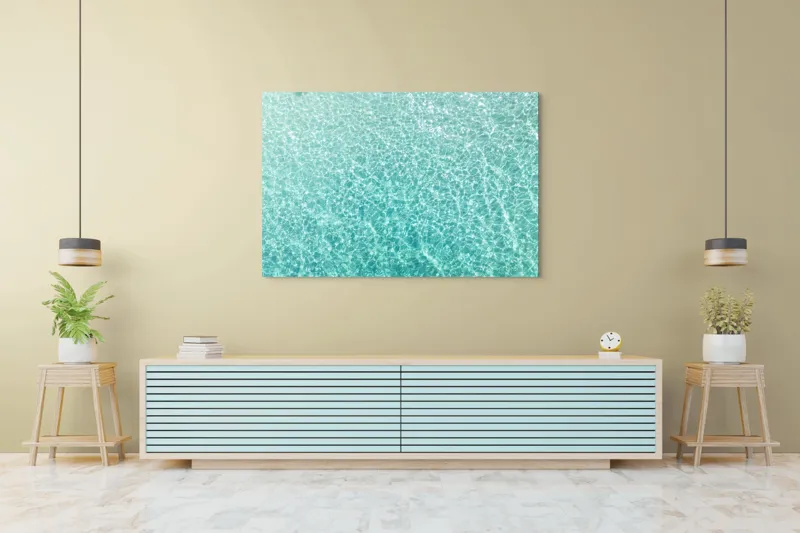 Tablou Canvas, "Strălucirea apelor tropicale cristaline", Cristal, Claritate, Turcoaz, Strălucire, Ocean, Lumină, Valuri, Seninătate, 150 x 100 cm – poza 6