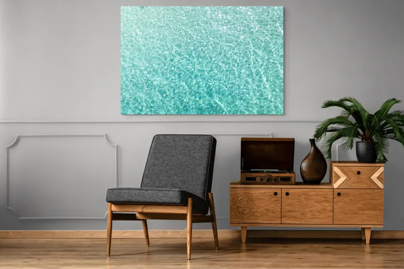 Tablou Canvas, "Strălucirea apelor tropicale cristaline", Cristal, Claritate, Turcoaz, Strălucire, Ocean, Lumină, Valuri, Seninătate, 150 x 100 cm – poza 8