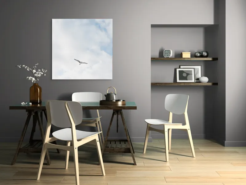 Tablou Canvas, "Pescăruș în zbor liber pe cer", Cer, Nori, Păsare, Zbor, Libertate, 100 x 100 cm – poza 6