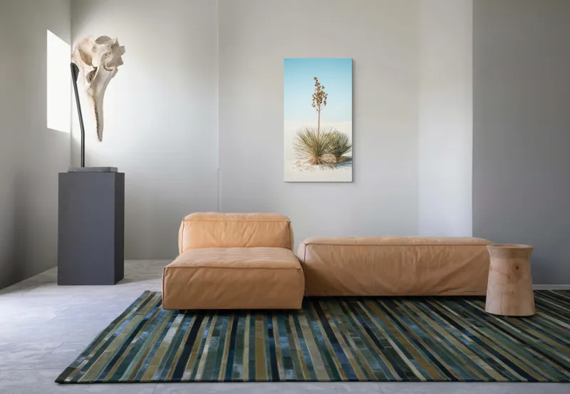 Tablou Canvas, "Solitar în deșertul alb nesfârșit", Deșert, Yucca, Cer, Nisip, Singurătate, Natură, Linie, Verde, Uscat, Solitar, Liniște, 50 x 90 cm – poza 5