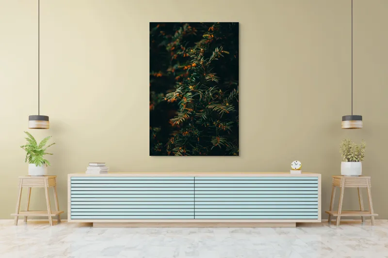 Tablou Canvas, "Frumusețea ascunsă a naturii verzi", Frunziș, Verde, Textură, Întunecat, Ramificații, Nuanțe, Natură, Organic, Subțire, Încântător, 100 x 150 cm – poza 4