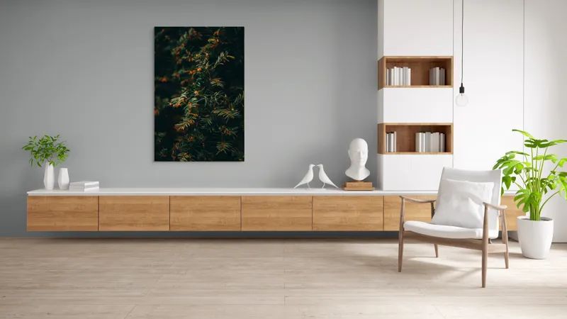 Tablou Canvas, "Frumusețea ascunsă a naturii verzi", Frunziș, Verde, Textură, Întunecat, Ramificații, Nuanțe, Natură, Organic, Subțire, Încântător, 100 x 150 cm – poza 8