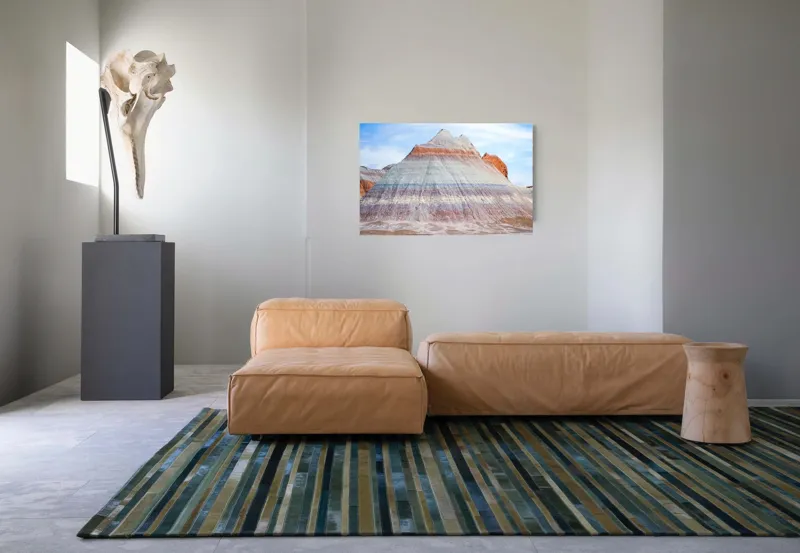Tablou Canvas, "Roci vălurite în deșertul colorat", Munți, Straturi, Culoare, Deșert, Cer, Linii, Peisaj, Geologie, Forme, Natură, 90 x 50 cm – poza 8