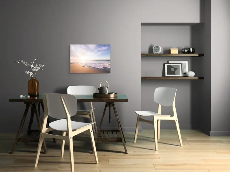 Tablou Canvas, "Răsărit senin pe țărmul mării", Cer, Apus, Valuri, Nisip, Lumină, Ocean, Tranquilitate, Frumusețe, 70 x 50 cm – poza 5