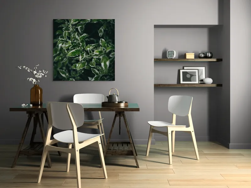 Tablou Canvas, "Frumusețea ascunsă a naturii verzi", Frunze, Verde, Întuneric, Textură, Natură, Contrast, Eleganță, Umbră, Detaliu, Variație, 100 x 100 cm – poza 6