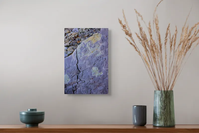 Tablou Canvas, "Reflexii de lumină pe stâncă gri", Pietre, Crăpături, Textură, Roci, Nuanțe, Natură, Superficie, Stratificare, 26 x 39 cm – poza 5