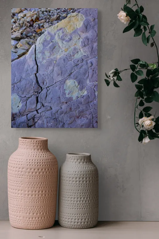 Tablou Canvas, "Reflexii de lumină pe stâncă gri", Pietre, Crăpături, Textură, Roci, Nuanțe, Natură, Superficie, Stratificare, 39 x 54 cm – poza 6