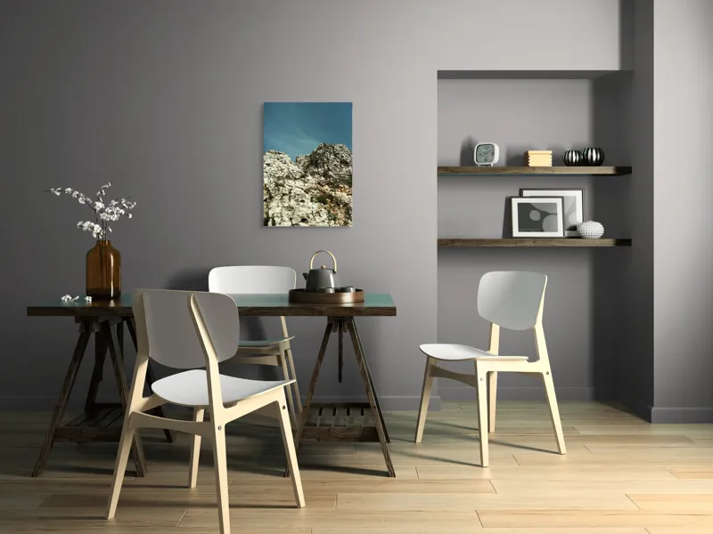 Tablou Canvas, "Culmile stâncoase sub cerul albastru", Stânci, Cer, Verdeață, Rugozitate, Înălțime, 50 x 70 cm – poza 5