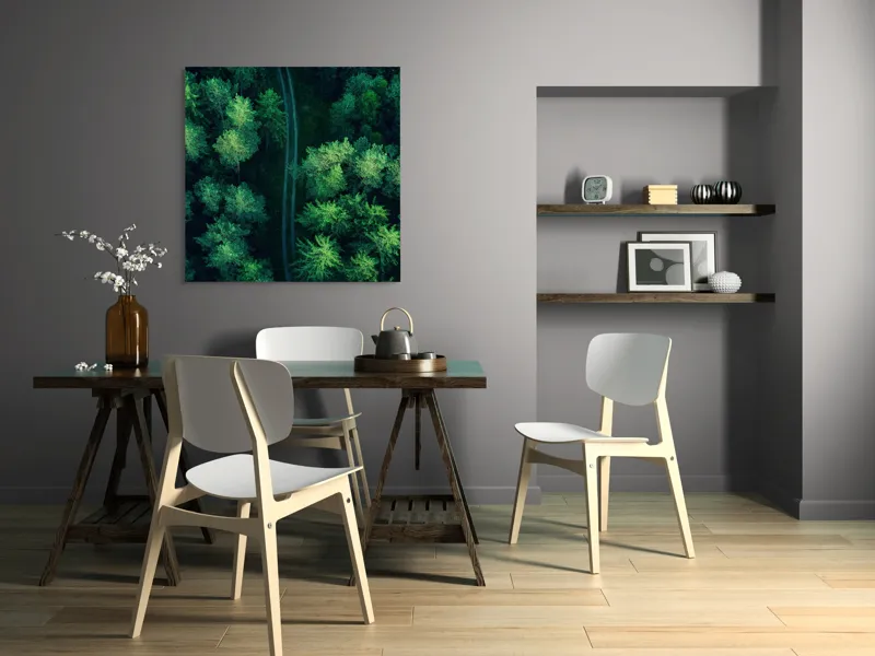 Tablou Canvas, "Cărare șerpuită prin codrul verde", Pădure, Potecă, Verdeață, Aer, Mister, Natură, Secrete, Frumusețe, 100 x 100 cm – poza 6