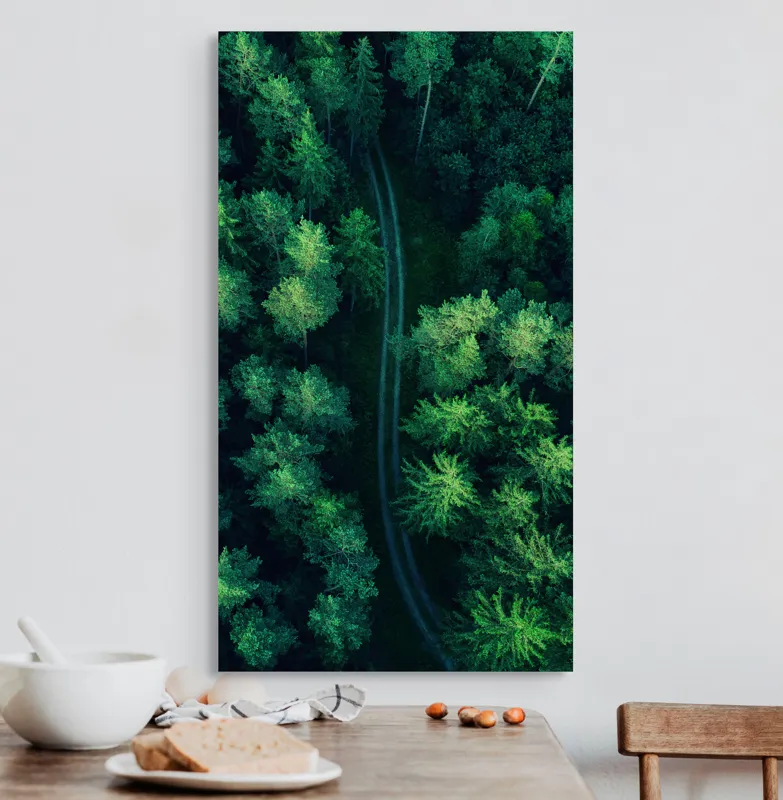 Tablou Canvas, "Cărare șerpuită prin codrul verde", Pădure, Potecă, Verdeață, Aer, Mister, Natură, Secrete, Frumusețe, 50 x 90 cm – poza 3