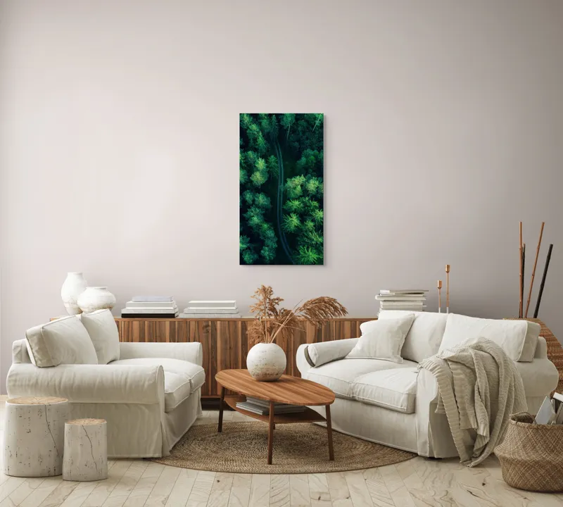 Tablou Canvas, "Cărare șerpuită prin codrul verde", Pădure, Potecă, Verdeață, Aer, Mister, Natură, Secrete, Frumusețe, 50 x 90 cm – poza 7