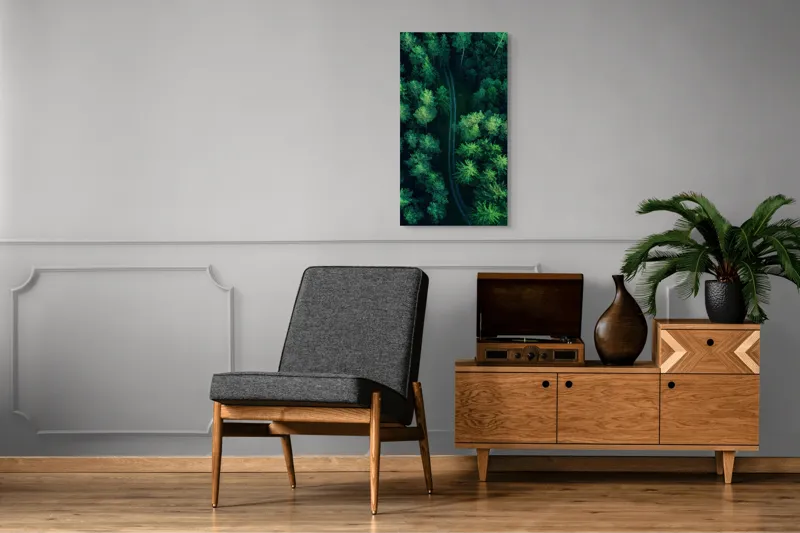 Tablou Canvas, "Cărare șerpuită prin codrul verde", Pădure, Potecă, Verdeață, Aer, Mister, Natură, Secrete, Frumusețe, 50 x 90 cm – poza 8